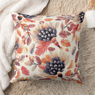 Lebendige Herbsttruthähne – Whimsical Watercolor Kissen
