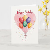 Lebendige Herzballons Karte (Gelbe Blume)