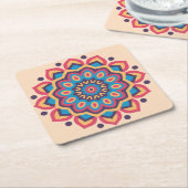 Lebendige Hexcolor Mandala Rechteckiger Pappuntersetzer (angewinkelt)