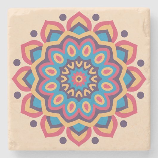 Lebendige Hexcolor Mandala Steinuntersetzer (Vorderseite)