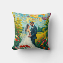 Lebendige Hochzeits-Kissenhülle im Van Gogh-Stil