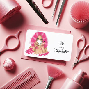 Lebendige Hot-Pink-Chic-Frisörsalon-Branding Visitenkarte