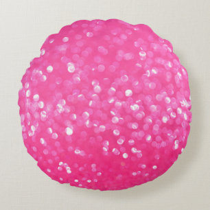 Lebendige Hot-Pink-Glitter-Sparkling-Textur Foto Rundes Kissen
