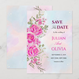 Lebendige Hot Pink Save-the-Date-Karte Einladung