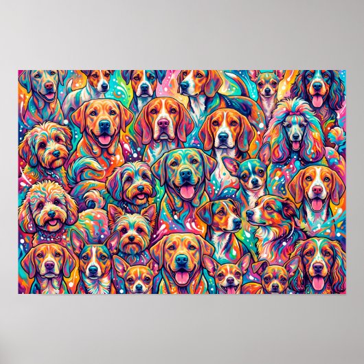 Lebendige Hund-Traumlandschaft – Psychedelischer B Poster (Vorne)