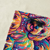 Lebendige Hund-Traumlandschaft – Psychedelischer B Strandtuch (Beispiel)
