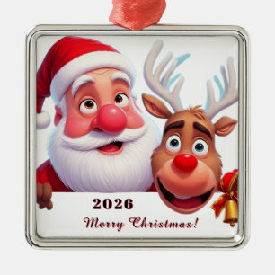 Lebendige illustrierte Charaktere, die einen fröhl Ornament Aus Metall