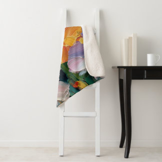 Lebendige Impasto-Blumenmalerei Kuscheliger Sherpa Sherpadecke