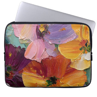 Lebendige Impasto-Blumenmalerei-Laptop-Hülle Laptopschutzhülle