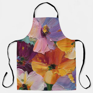 Lebendige Impasto-Blumenmalerei-Schürze Schürze