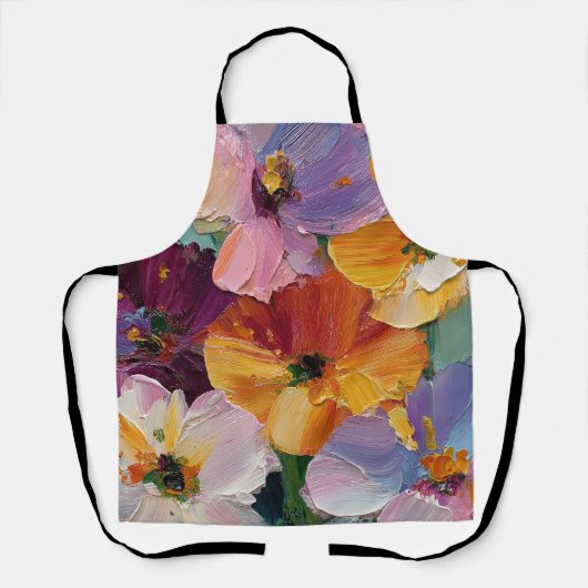 Lebendige Impasto-Blumenmalerei-Schürze Schürze (Vorderseite)