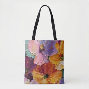 Lebendige Impasto-Blumenmalerei-Tragetasche Tasche