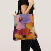 Lebendige Impasto-Blumenmalerei-Tragetasche Tasche (Von Nahem)