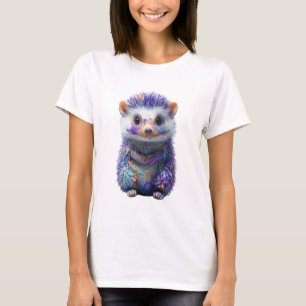 Lebendige Impasto-künstlerische violette Igel-Frau T-Shirt