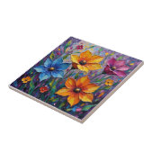 Lebendige Impasto-Wildblumen Fliese (Seite)