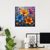 Lebendige Impasto-Wildblumen Poster (Heimbüro)