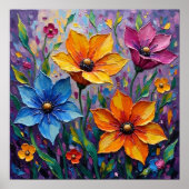 Lebendige Impasto-Wildblumen Poster (Vorne)
