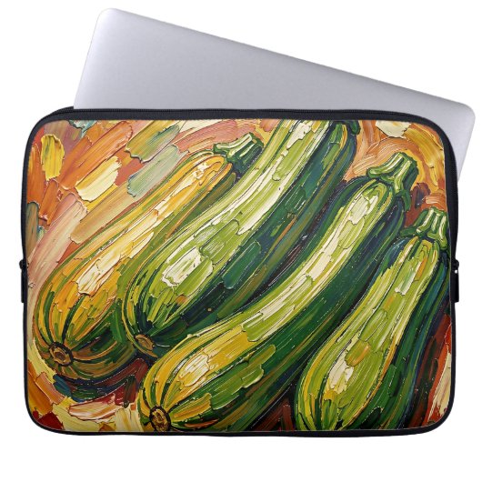 Lebendige Impasto-Zucchini-Malerei Laptopschutzhülle (Vorderseite)