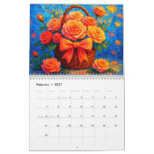 Lebendige impressionistische Blumenmotive Kalender (Feb 2027)