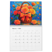 Lebendige impressionistische Blumenmotive Kalender (Feb 2026)