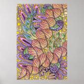 Lebendige Intricate psychedelische Boho-Zen-Doodle Poster (Vorne)