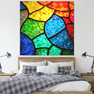 Lebendige, juwelfarbene Glasmalerei-Textur-Kunst Leinwanddruck