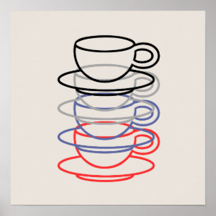 Lebendige Kaffeetassen Kunst Poster