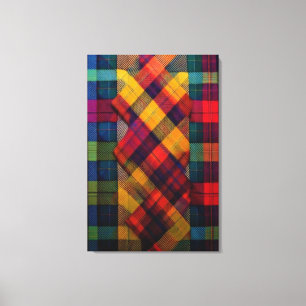 Lebendige Karo-Fusion und moderne geometrische Tex Leinwanddruck