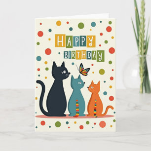 Lebendige Katzen-Schmetterling-Geburtstagskarte Karte
