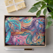 Lebendige Katzen-Traumlandschaft – Psychedelischer Seidenpapier (Geschenk)