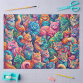 Lebendige Katzen-Traumlandschaft – Psychedelischer Seidenpapier (Basteln)