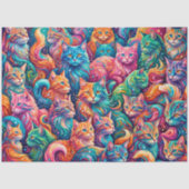 Lebendige Katzen-Traumlandschaft – Psychedelischer Seidenpapier (Vorderseite)
