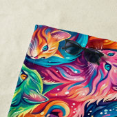 Lebendige Katzen-Traumlandschaft – Psychedelischer Strandtuch (Beispiel)