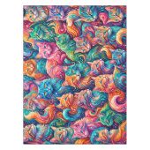 Lebendige Katzen-Traumlandschaft – Psychedelischer Tischdecke (Vorderseite)