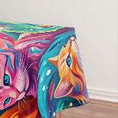 Lebendige Katzen-Traumlandschaft – Psychedelischer Tischdecke (Beispiel)