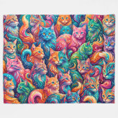 Lebendige Katzen-Traumwelt – Psychedelischer Boho- Fleecedecke (Vorderseite (Horizontal))