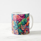 Lebendige Katzen-Traumwelt – Psychedelischer Boho- Kaffeetasse (VorderseiteRechts)