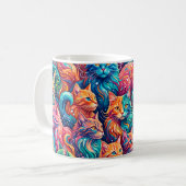 Lebendige Katzen-Traumwelt – Psychedelischer Boho- Kaffeetasse (Vorderseite Links)