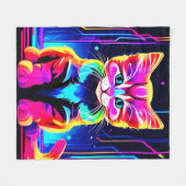 Lebendige Katzenkunst Fleecedecke (Vorderseite (Horizontal))