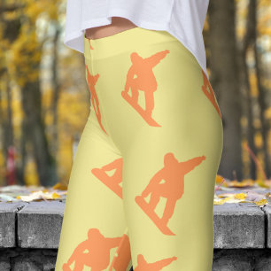 Lebendige Khaki Yellow Womens Snowboarding Pattern Leggings