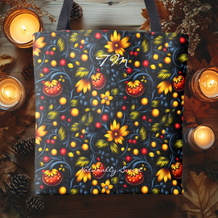 Lebendige Khokhloma-Style-Blumenmuster-Einkaufstas Tasche
