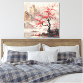 Lebendige Kirschblossom Bäume Berg Asien Leinwanddruck (Insitu (Schlafzimmer))