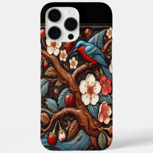 Lebendige Kirschblüten und Blaumeisenszene iPhone 16 Pro Max Hülle