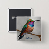 Lebendige Kolibri-Malerei Allen Button (Vorne & Hinten)