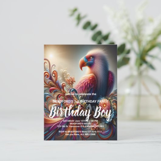 Lebendige Kondor Bird-Rast-Baumzweig Postkarte (Stehend Vorderseite)