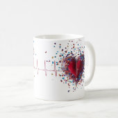 Lebendige Konfetti-Herz-Explosion Herzschlag Klass Kaffeetasse (VorderseiteRechts)