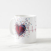 Lebendige Konfetti-Herz-Explosion Herzschlag Klass Kaffeetasse (Vorderseite Links)