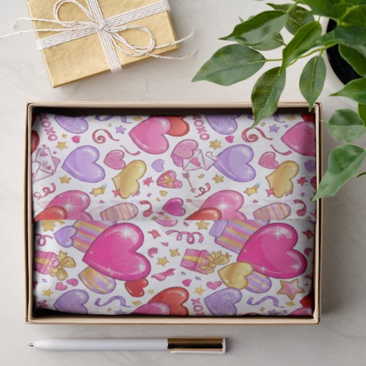 Lebendige Konfetti-Herzen Seidenpapier (Geschenk)