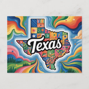 Lebendige konzeptionelle Texas-Karte-Kunst Postkarte