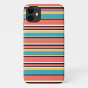 Lebendige Koralle, blau und gelbe Streifen Case-Mate iPhone Hülle